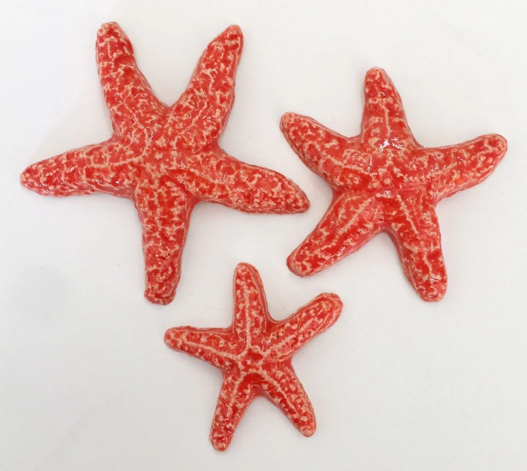 3 Starfish Tiles Reddish Orange - Etsy | Etsy (US)