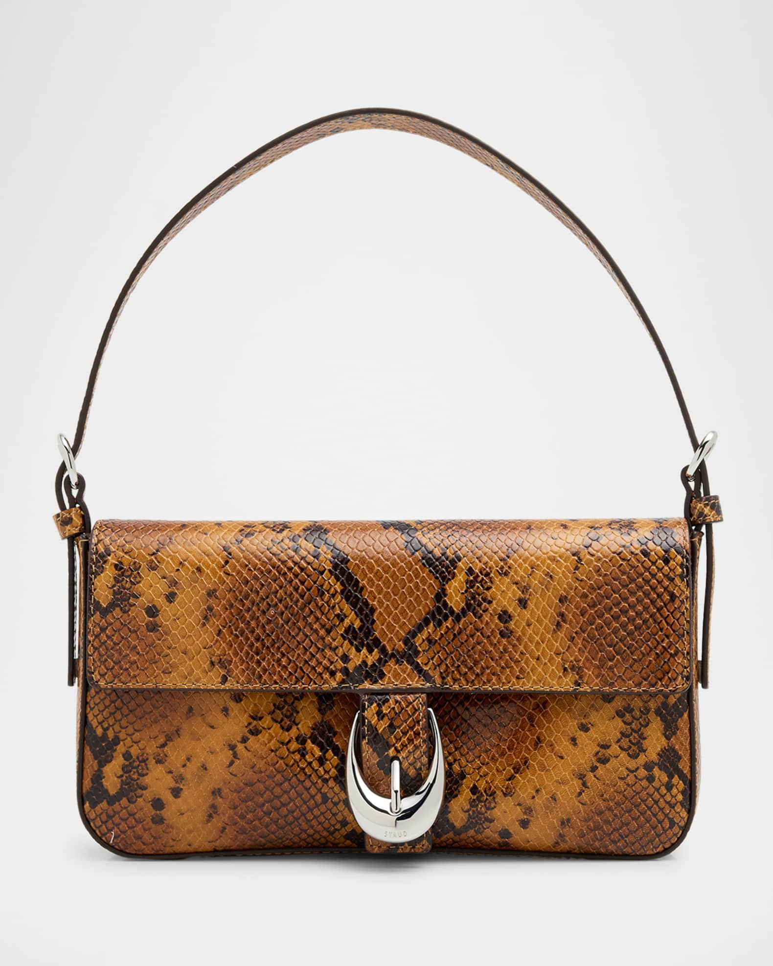 Harlow Python-Embossed Leather Shoulder Bag | Neiman Marcus