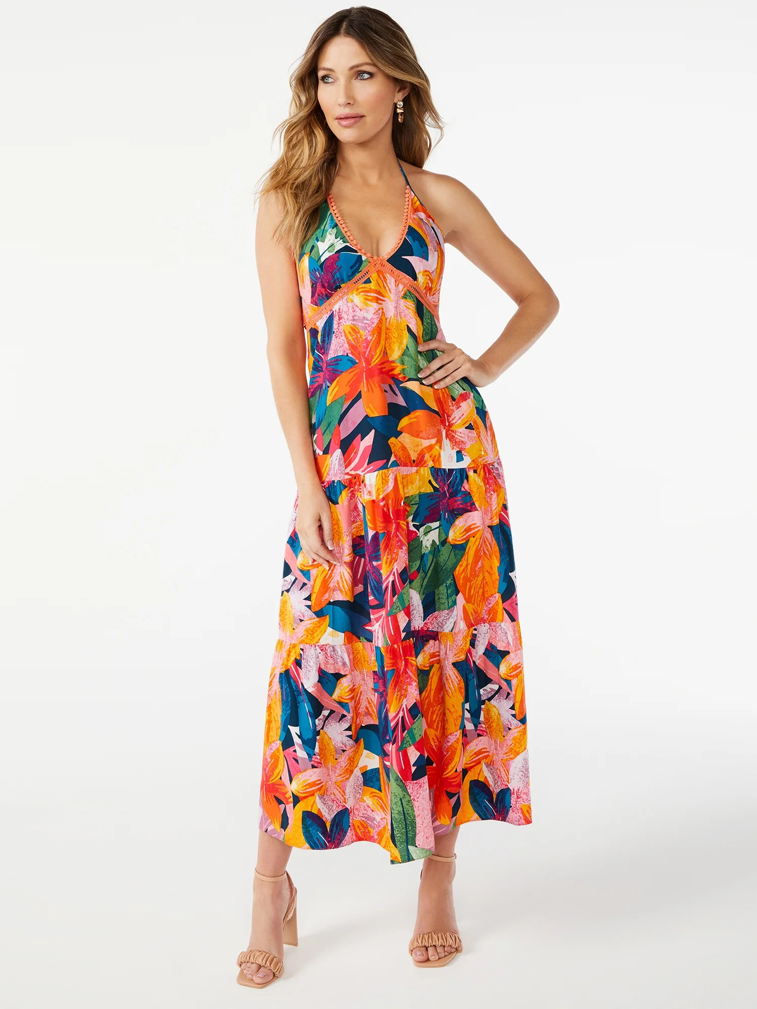 Sofia Jeans by Sofia Vergara Women's Halter Neck Maxi Dress | Walmart (US)