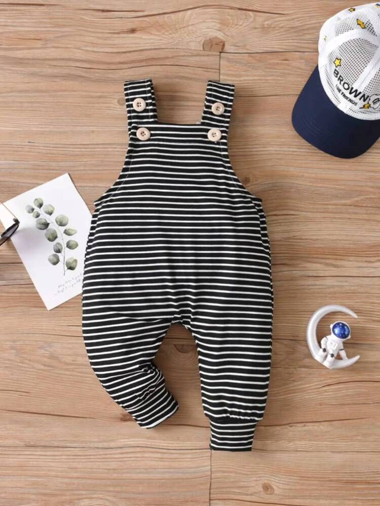 Baby Striped Print Overall Jumpsuit | SHEIN