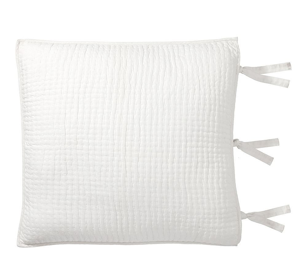 White Pick-Stitch Handcrafted Cotton/Linen Sham, Euro | Pottery Barn (US)