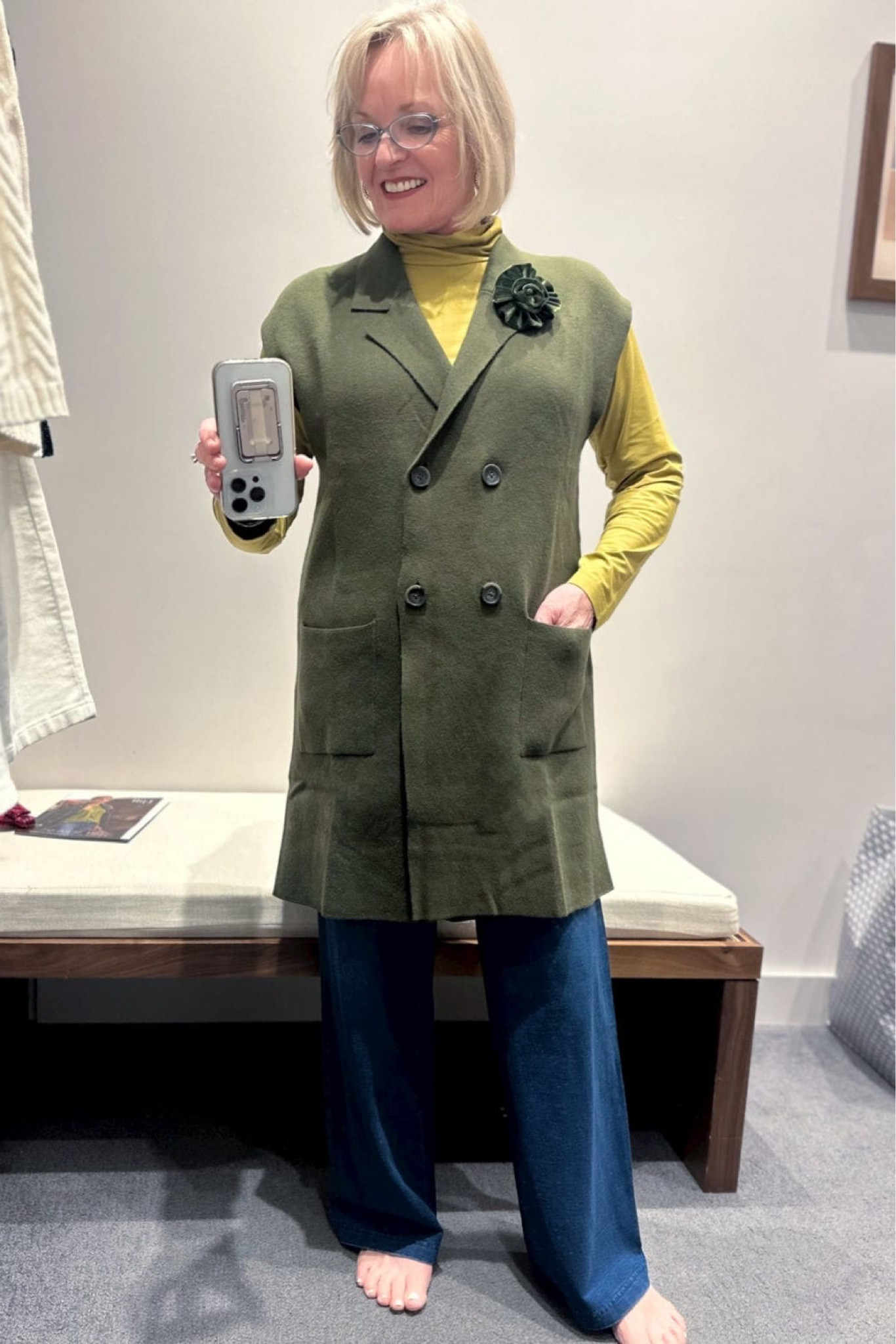 This J Jill vest is gorgeous and the longer length makes it interesting. I paired it with their best selling lightweight cotton turtleneck, which is a tunic length and comes and six colors, and their wide leg jeans that I love.

#Jill #Fashion #Fashion #FallFashion #FallOutfit #Fashionover50 #Fashionover60 #DoubleBreastedVest #WideLegDenim 

#LTKstyletip #LTKSeasonal