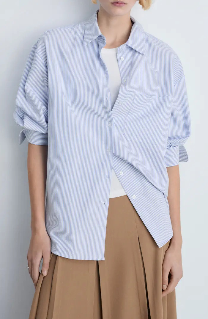 MANGO Stripe Cotton Blend Button-Up Shirt | Nordstrom | Nordstrom