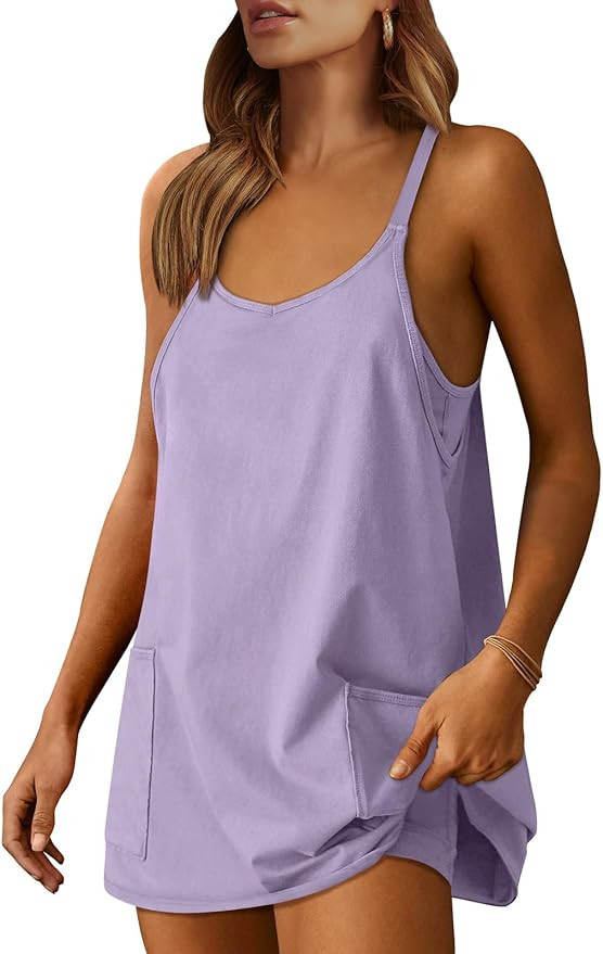 Prinbara Women 2024 Summer Mini Dress Casual Sleeveless Built in Shapewear Short Sundress Tennis ... | Amazon (US)