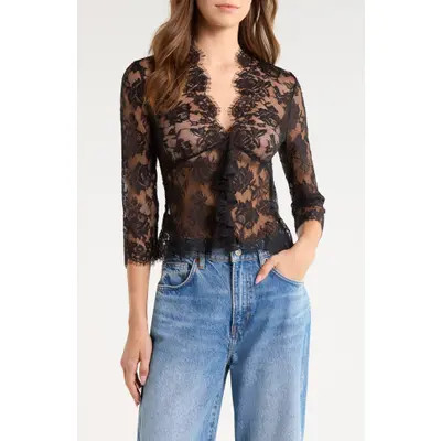 Reformation Acacia Lace Top in Black at Nordstrom, Size 8 | Nordstrom