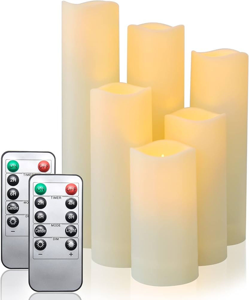 Slim Waterproof Flameless Candles Outdoor Battery Operated Candles with Remote Timer LED Electric... | Amazon (US)
