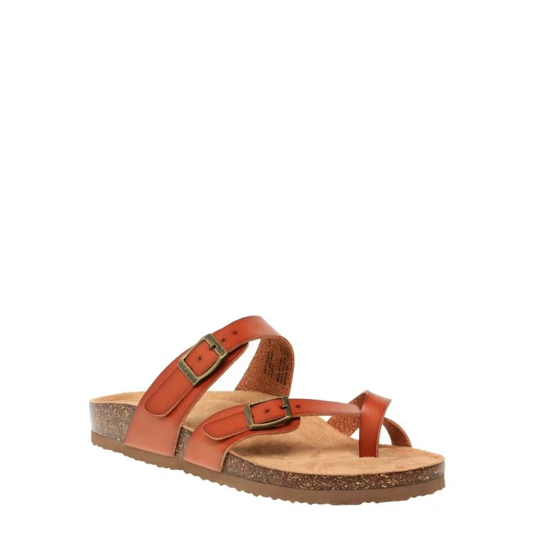 Time and Tru Women’s Toe Thong Footbed Slide Sandals, Wide Width Available | Walmart (US)