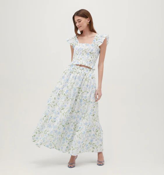 The Florence Nap Skirt - Blue Peony Bouquet Cotton | Hill House Home