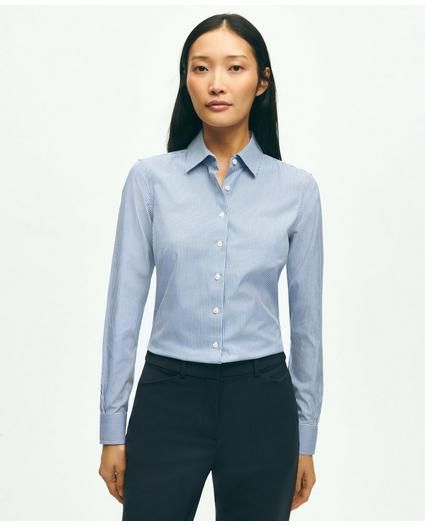 Fitted Stretch Supima® Cotton Non-Iron Mini Stripe Dress Shirt | Brooks Brothers