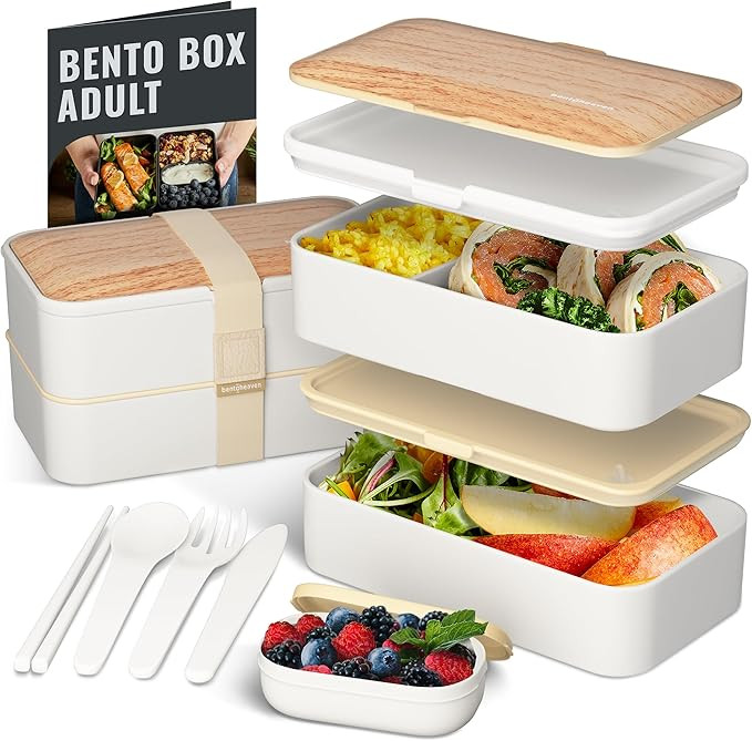 Bentoheaven Premium Bento Box Adult Lunch Box with Compartments for Women & Men, Set of Utensil &... | Amazon (US)
