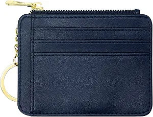 Padike Womens Slim Credit Card Holder Mini Front Pocket Wallet Coin Purse Keychain (Z-Navy Blue) | Amazon (US)