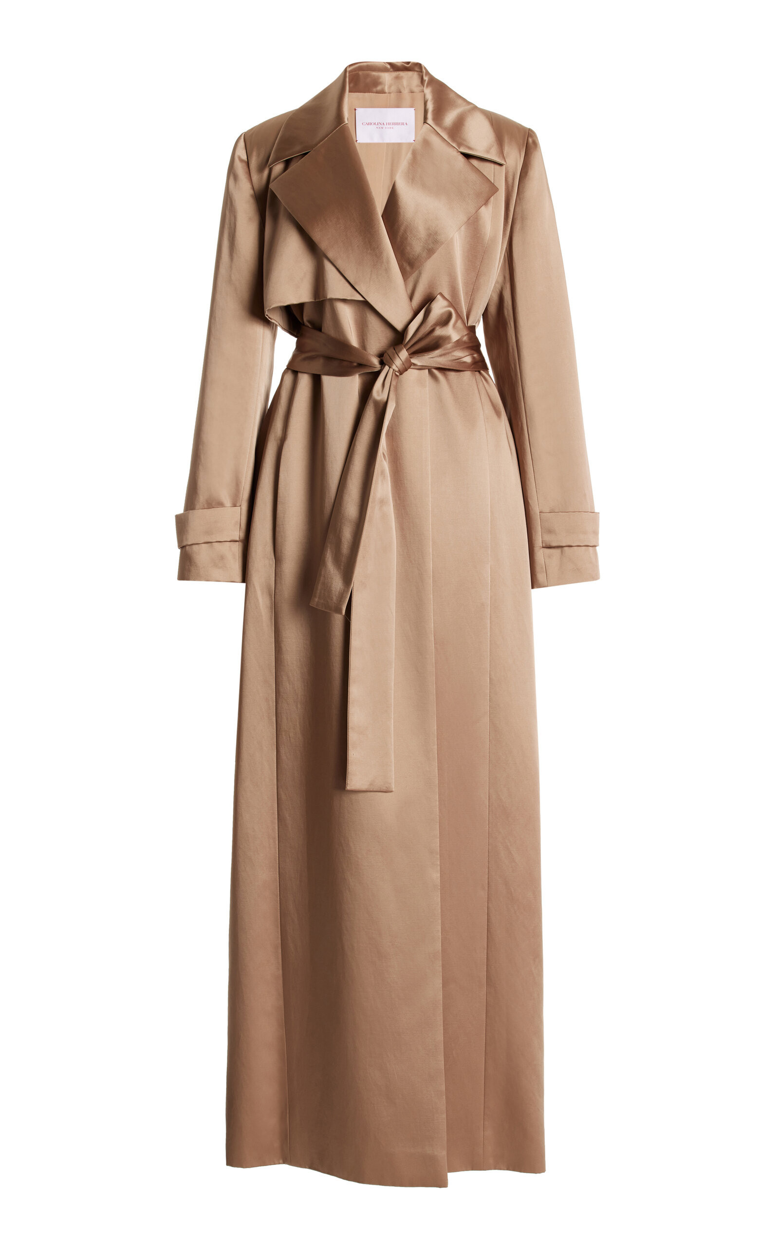 Carolina Herrera - Belted Satin Trench Coat - Neutral - US 4 - Moda Operandi | Moda Operandi (Global)