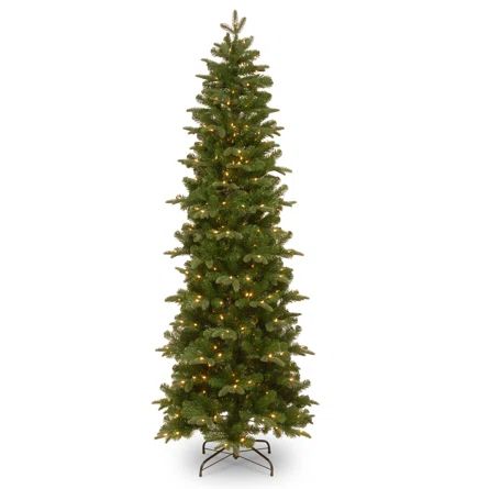 Slender Green Realistic Artificial Fir Christmas Tree with Clear Lights | Wayfair North America
