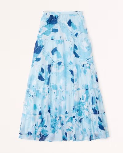 Flowy Tiered Maxi Skirt | Abercrombie & Fitch (UK)