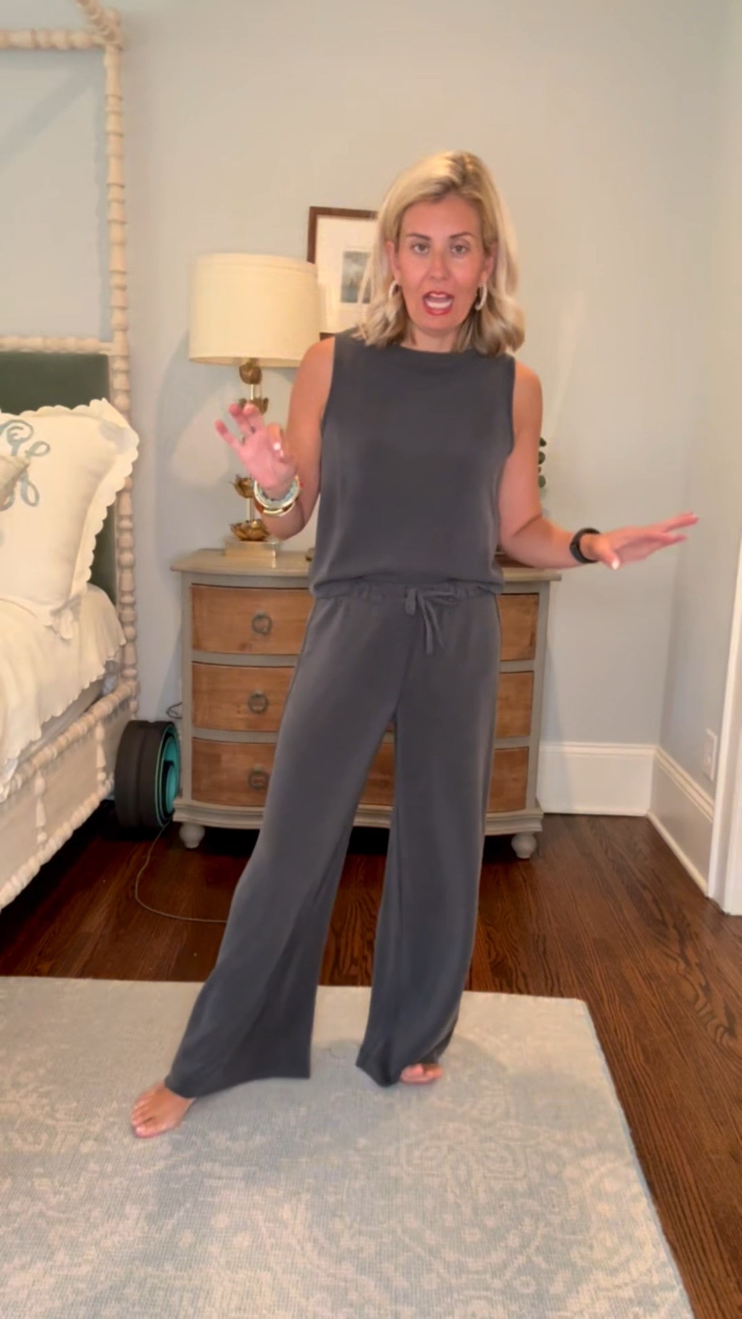 Love a neutral look and then add pops of color to accessorize! This new Spanx Air Essentials fabric is literally cloud like. It flows so good and this color has endless possibilities when it comes to styling. 
￼￼
@spanx #spanxpartner

Sizing:
Tie-Waist Maxi Dress - small
Boatneck Tank - xs
Drawstring Maxi Dress - xs
Button Down - xs
Shorts - small
Wide Leg Pant - small petite

*Code catherinexspanx for 15% off + free shipping on 1st order

#LTKdayinmylife #LTKmomlife #LTKOver40