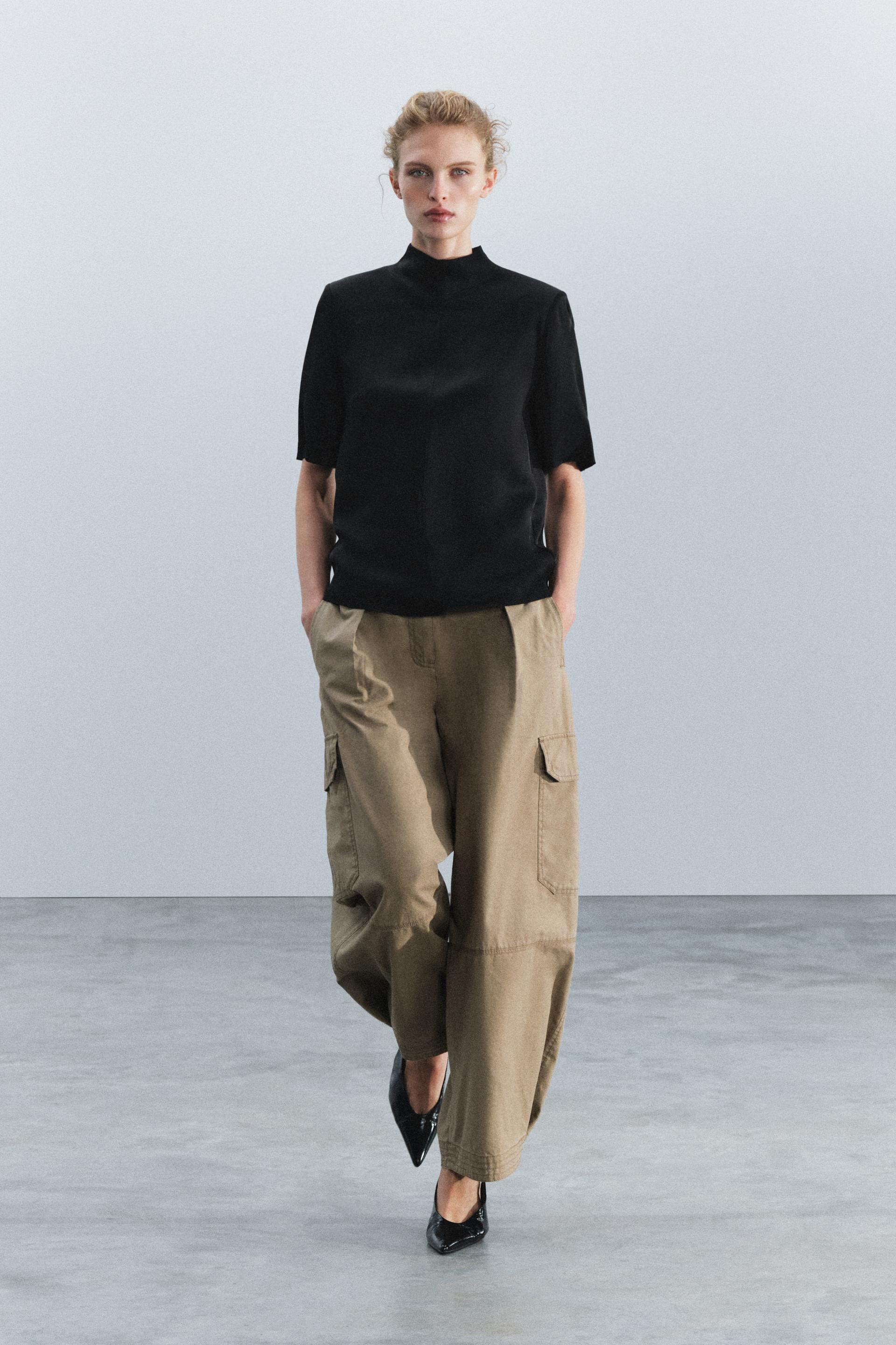 ZW COLLECTION SATIN SHOULDER PAD TOP | Zara UK