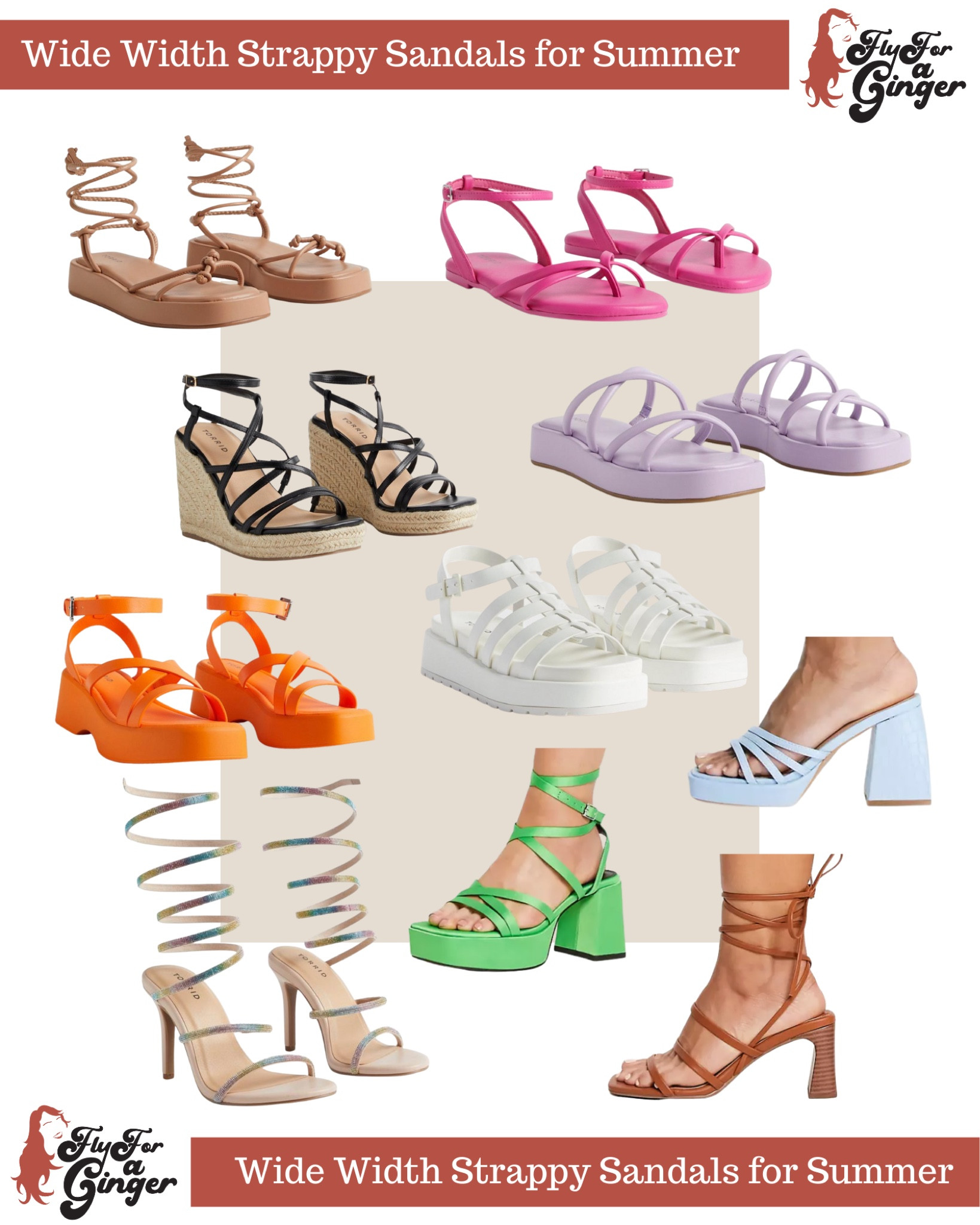 Wide width sale strappy sandals