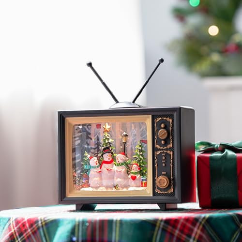 10" Christmas Snow Globes Lantern, Sparkling Musical Carols Snowman Lights Water TV, USB and Battery Powered Christmas Day Decoration Gift | Amazon (US)