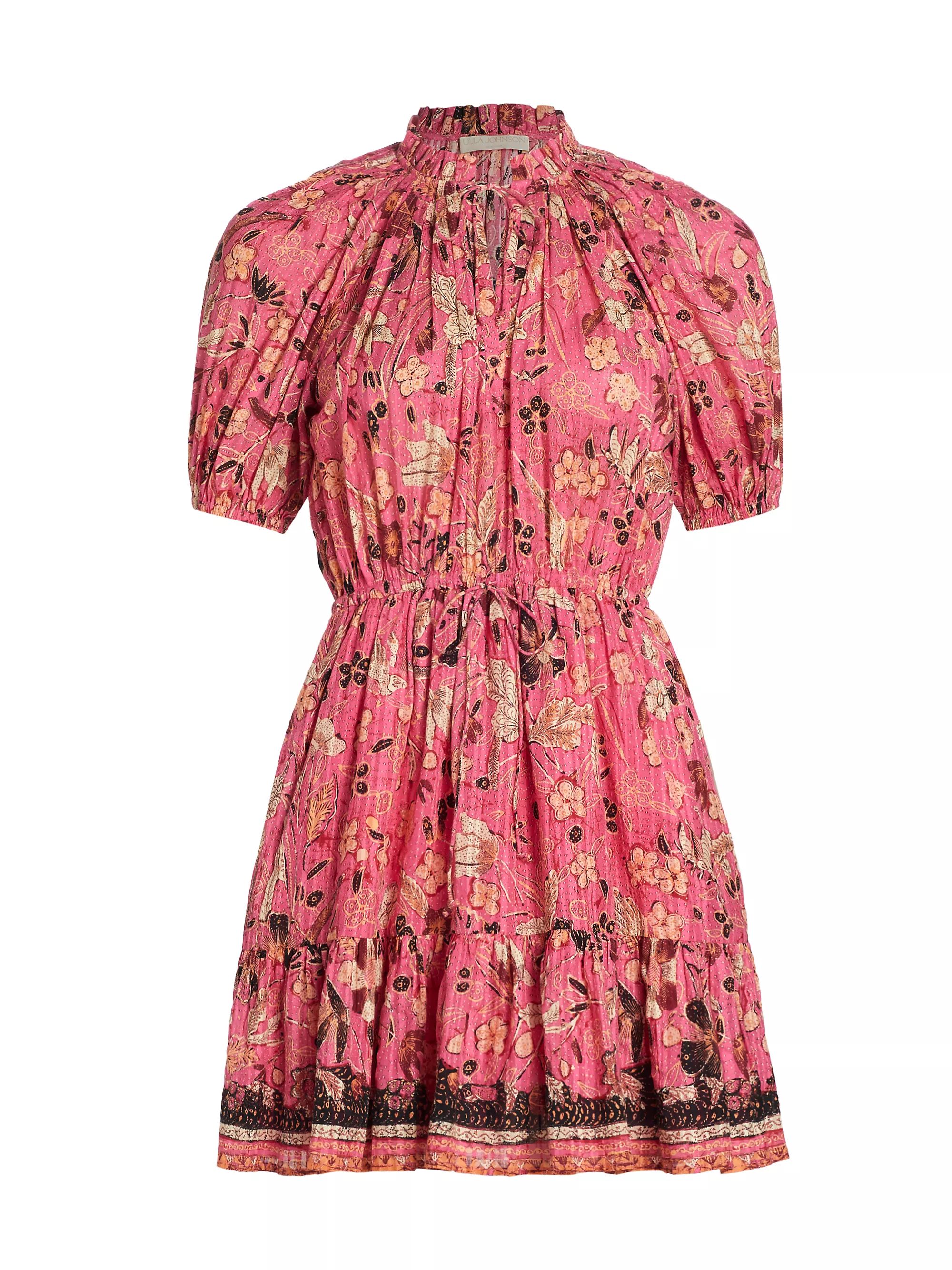 Sanna Floral Puff-Sleeve Minidress | Saks Fifth Avenue