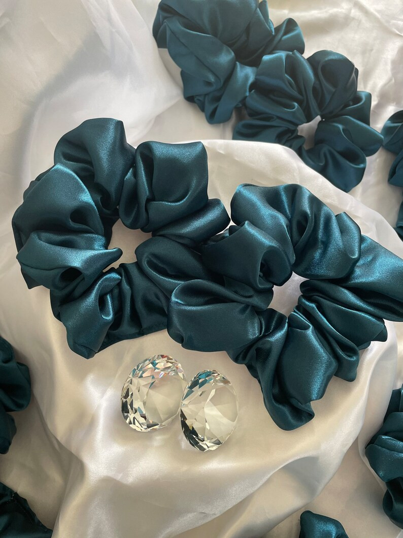 Dark Teal Silky Scrunchie - Etsy | Etsy (US)
