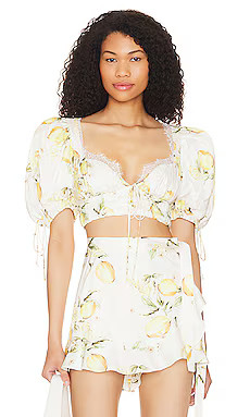 For Love & Lemons Alana Crop Top in Yellow from Revolve.com | Revolve Clothing (Global)