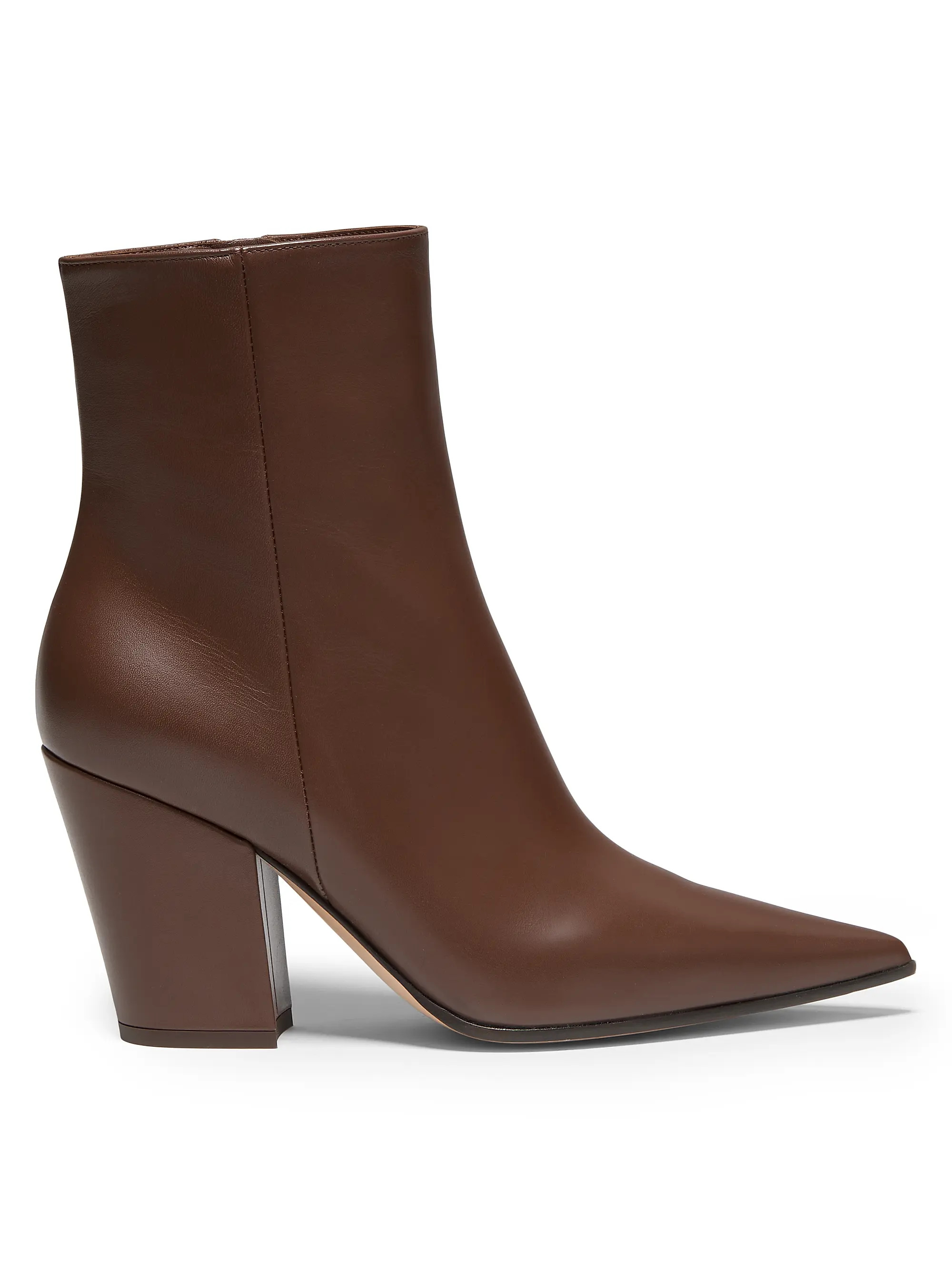 Gianvito Rossi Keinna 85MM Leather Block-Heel Booties | Saks Fifth Avenue | Saks Fifth Avenue
