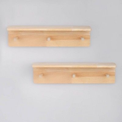 2ct Wood Shelf with White Hooks - Bullseye's Playground™ | Target