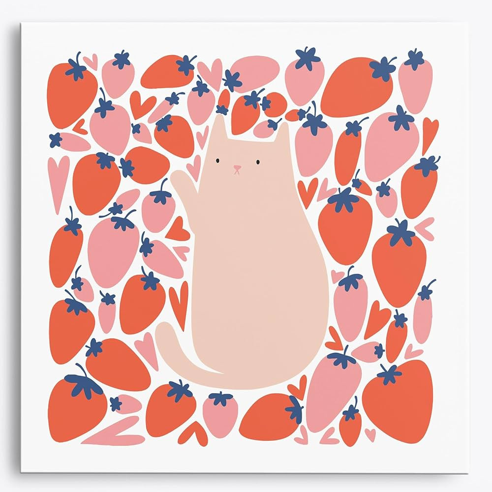 Craftoria Paint by Numbers for Adults 20x20cm Framed Strawberry Cat Mini Kit | Amazon (US)