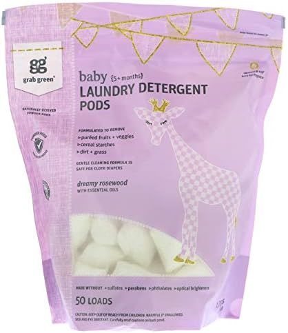 Grab Green {Stage 2} Natural Baby Laundry Detergent Pods {5+ Months}, Organic Enzyme-Powered, Pla... | Amazon (US)