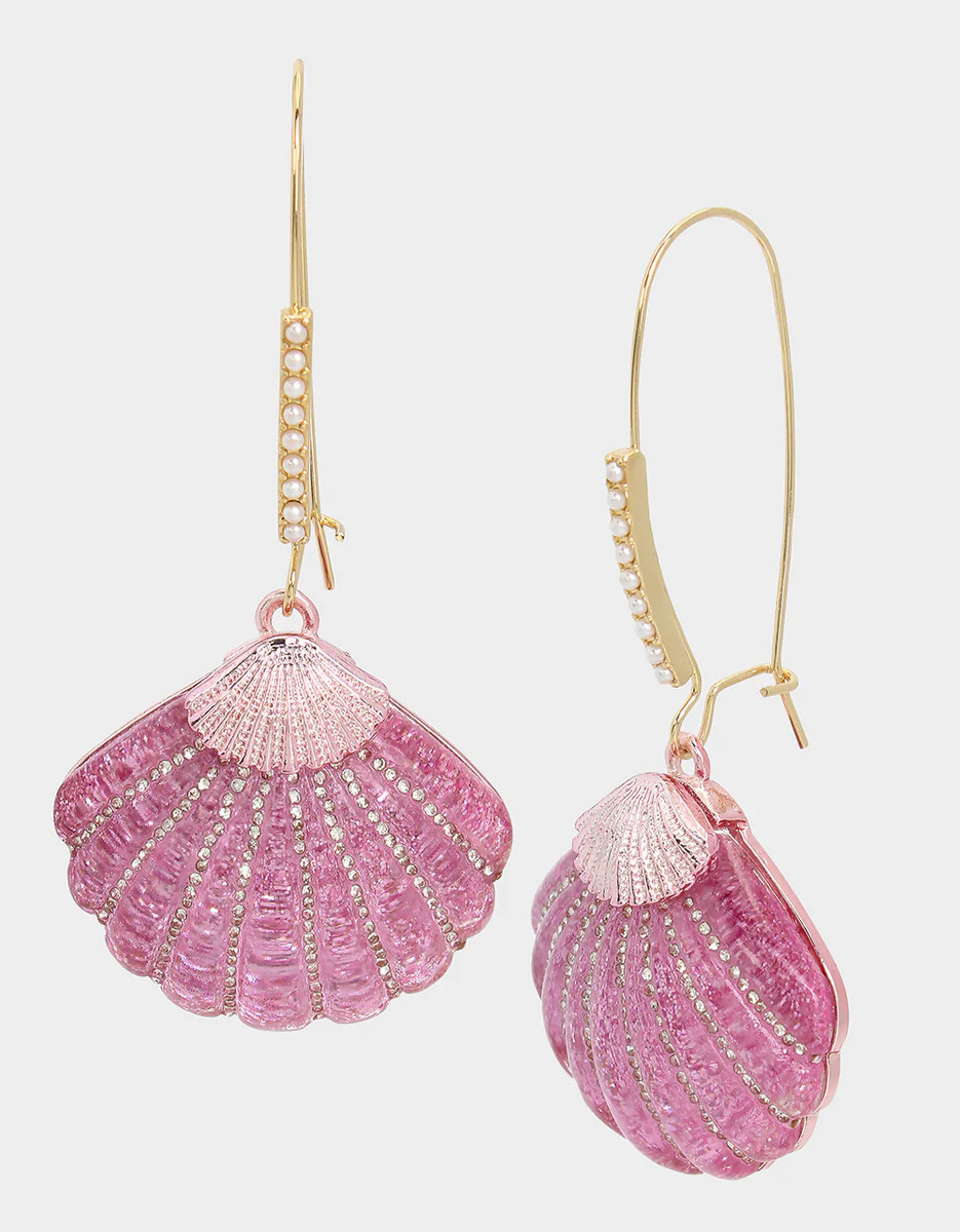 PINK SUMMER SHELL HOOK EARRINGS PINK | Betsey Johnson