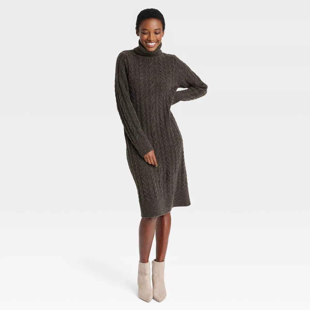 Women's Turtleneck Long Sleeve Cozy Sweater Dress - A New Day™ | Target