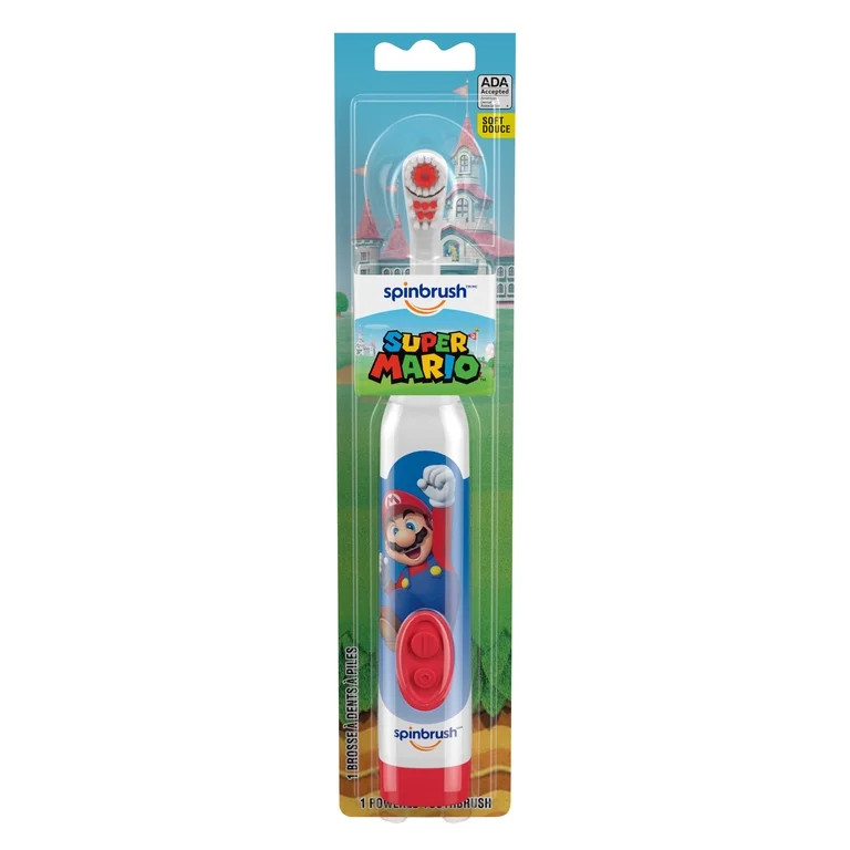 Super Mario Kid’s Spinbrush Electric Battery Toothbrush, Soft, 1 ct | Walmart (US)