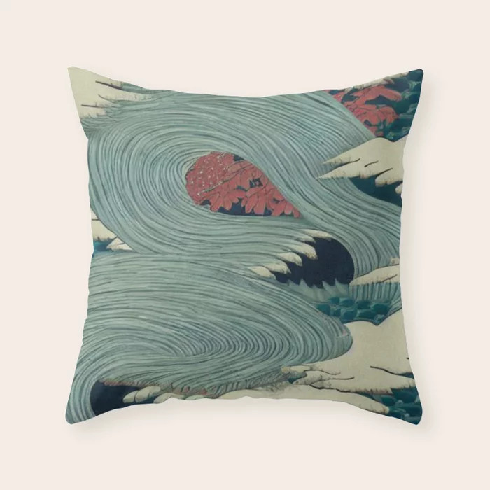 Japanese Tsunami Wave Throw Pillow | Society6