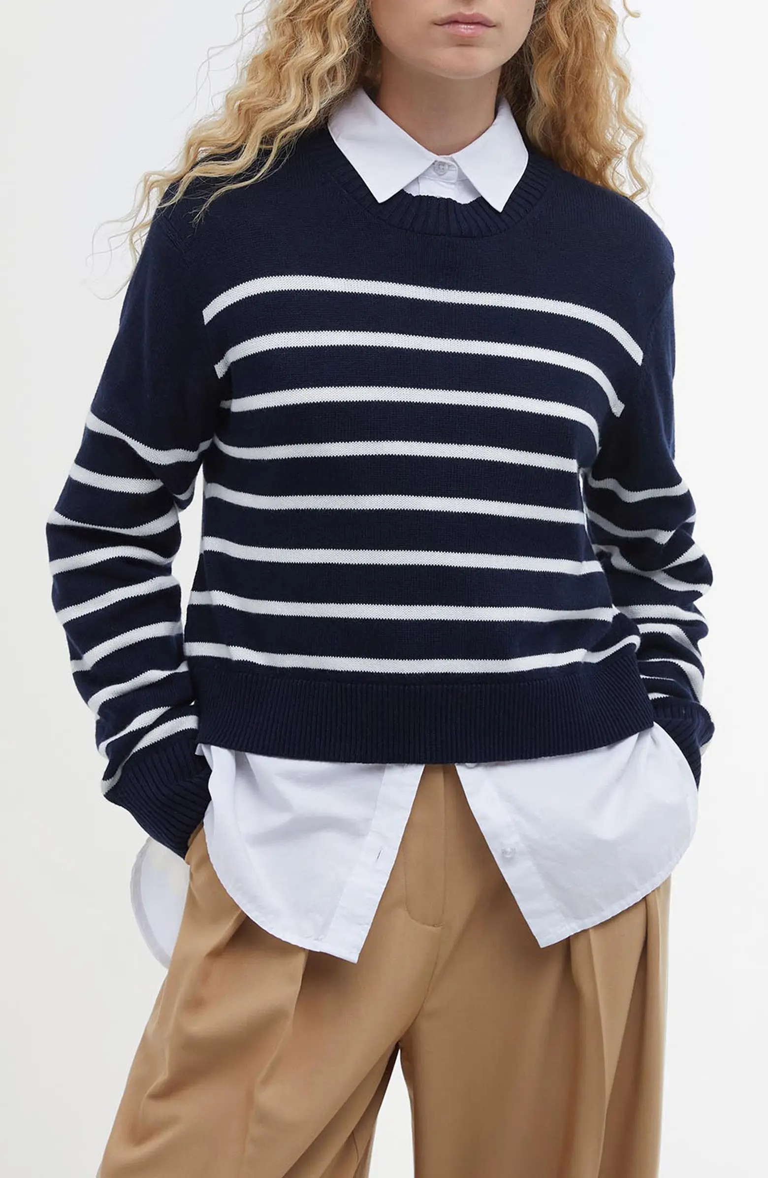 Emery Stripe Crop Cotton & Cashmere Sweater | Nordstrom