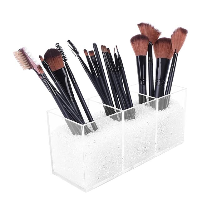 Vencer Makeup Brush Holder Organizer | 3 Slot Acrylic Cosmetics Brushes Storage Solution with Dia... | Amazon (US)