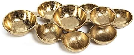 Zodax Cluster of 9 Round Serving Bowls Nickel Base Small 10 inches x 8 inches x 2.5 inches Gold | Amazon (US)