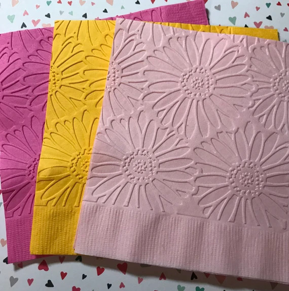 Daisy Napkin  Embossed Paper Napkin  Wedding  Anniversary  | Etsy | Etsy (US)