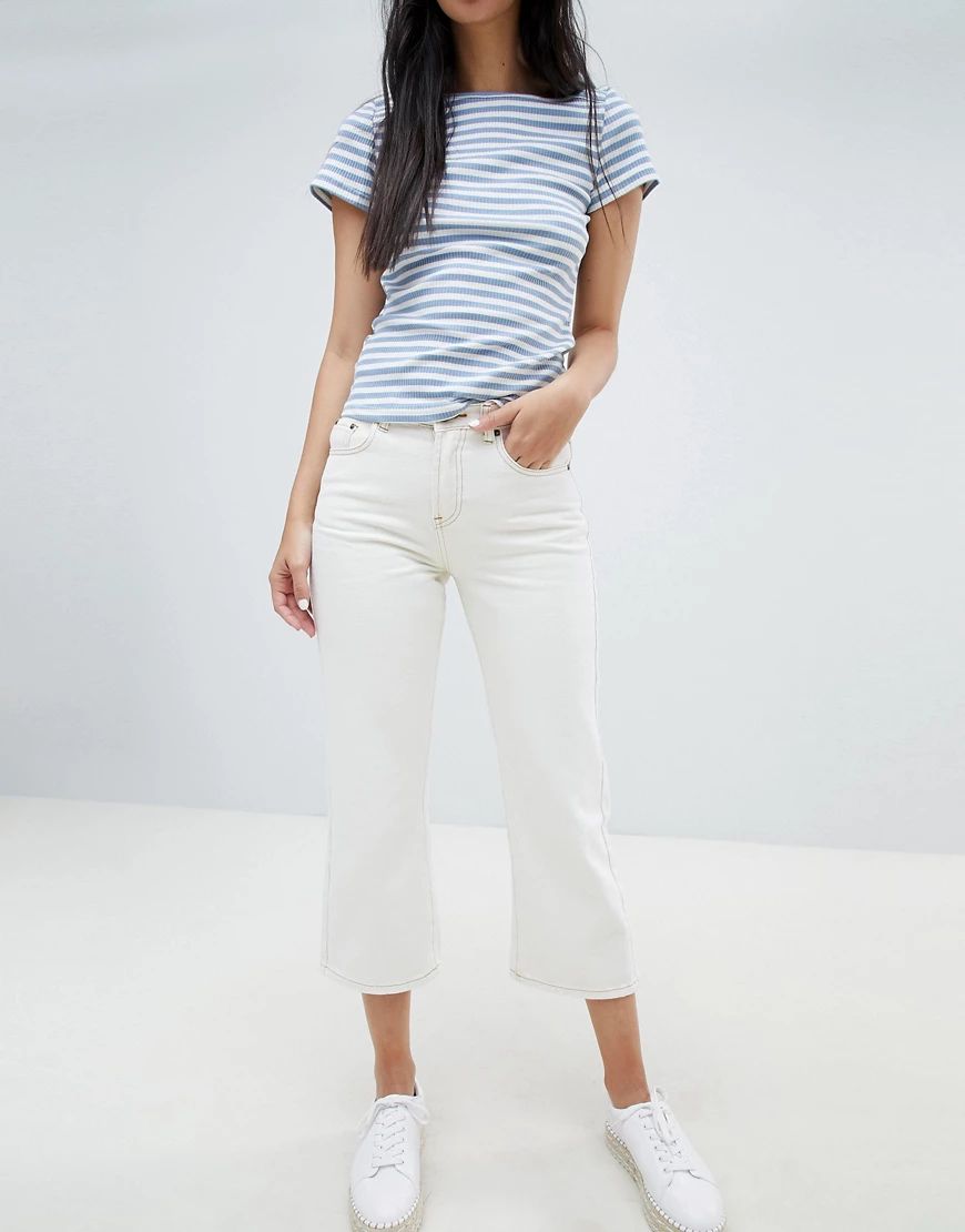 Ryder cropped kick flare white jeans | ASOS (Global)