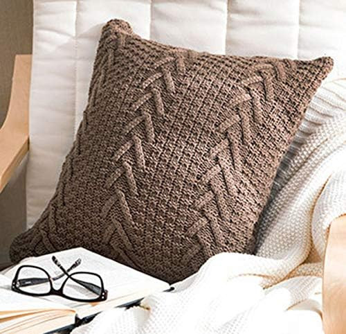 Decorative Cotton Knitted Pillow Case Cushion Cover Double-Cable Warm Throw Pillow Covers for Bed Co | Amazon (US)