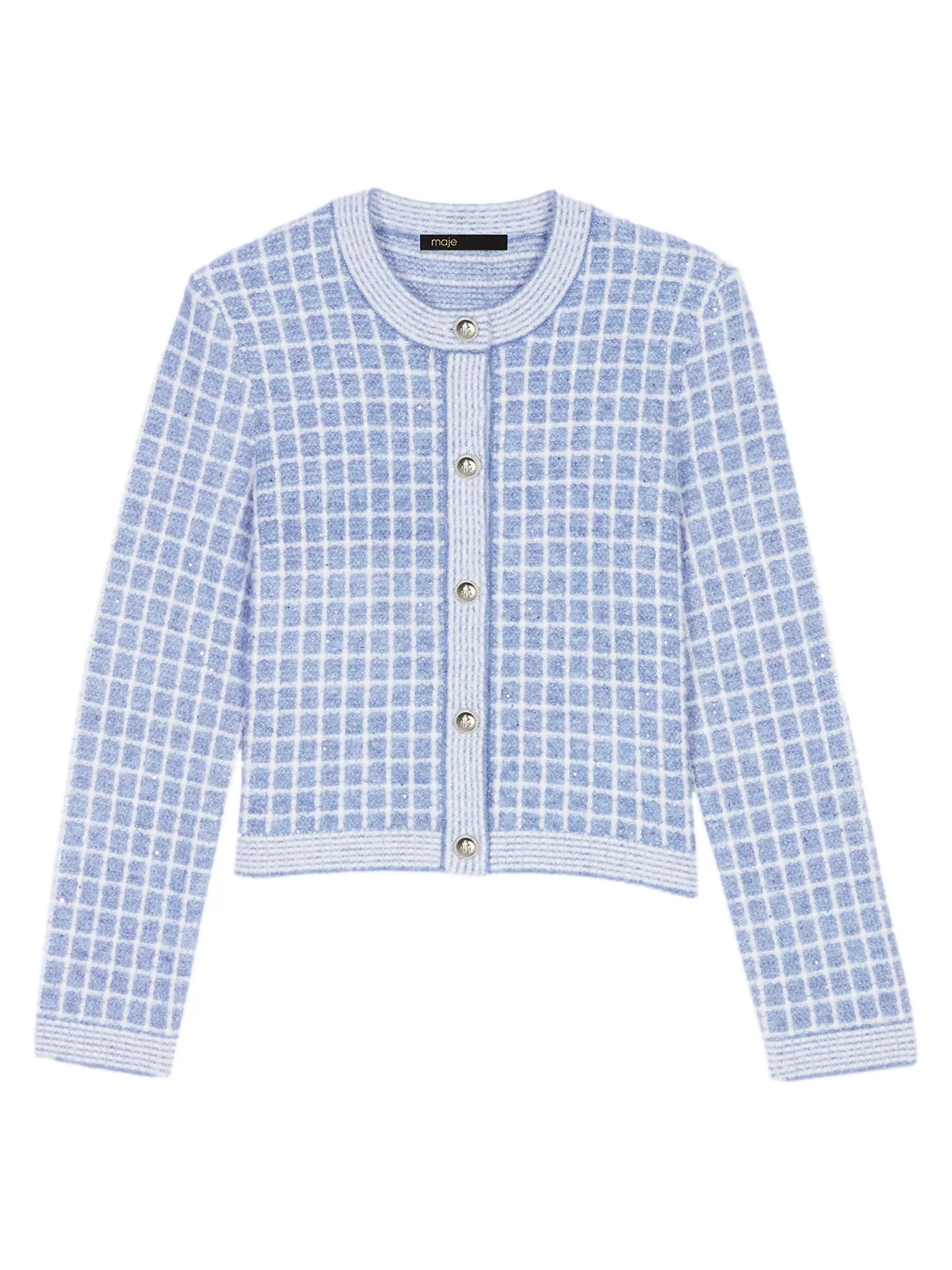 Shop Maje Checked Cardigan | Saks Fifth Avenue | Saks Fifth Avenue