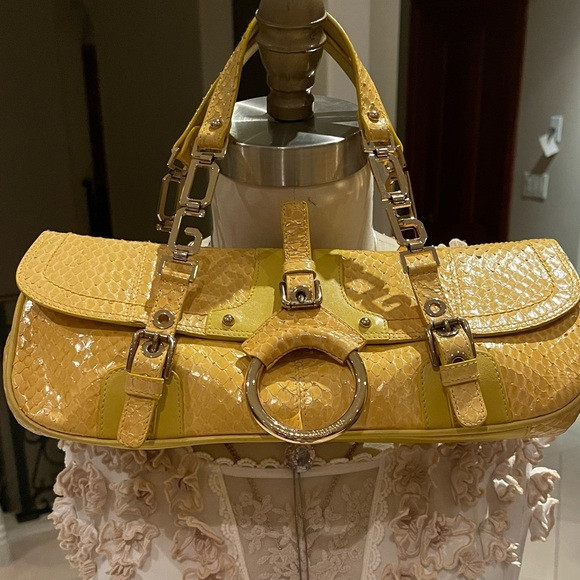 Vintage rare yellow Dolce&Gabbana python skin shoulder bag | Poshmark