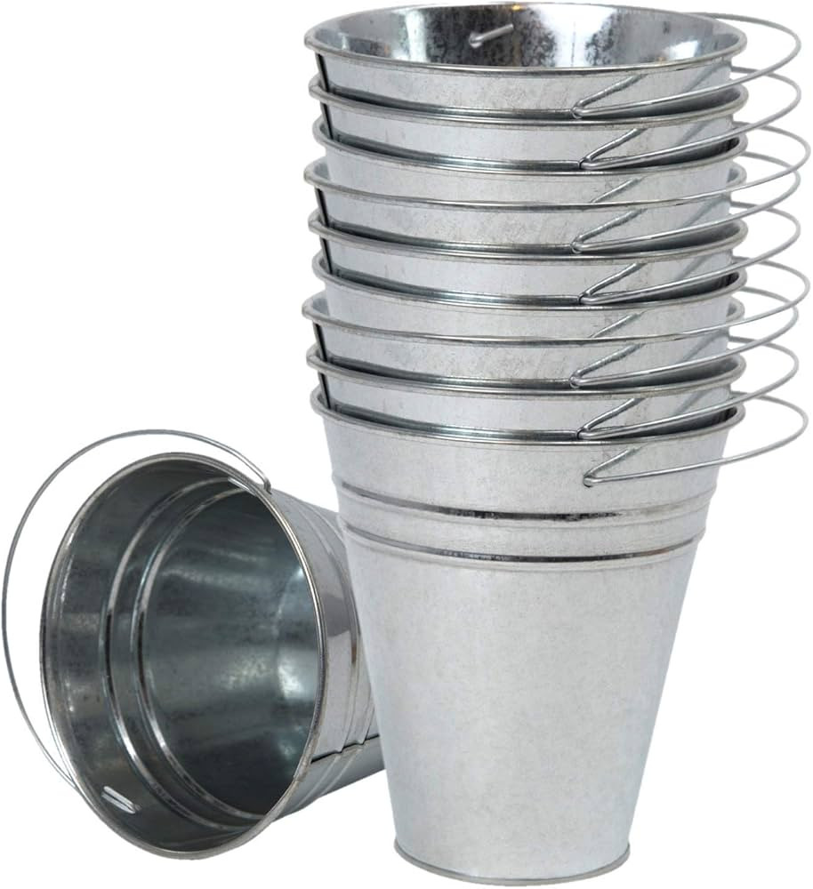 Houseables Galvanized Buckets, Metal Bucket, 4.5" W x 5" H, 12 Pack, Tin, Party Supplies, Mini To... | Amazon (US)