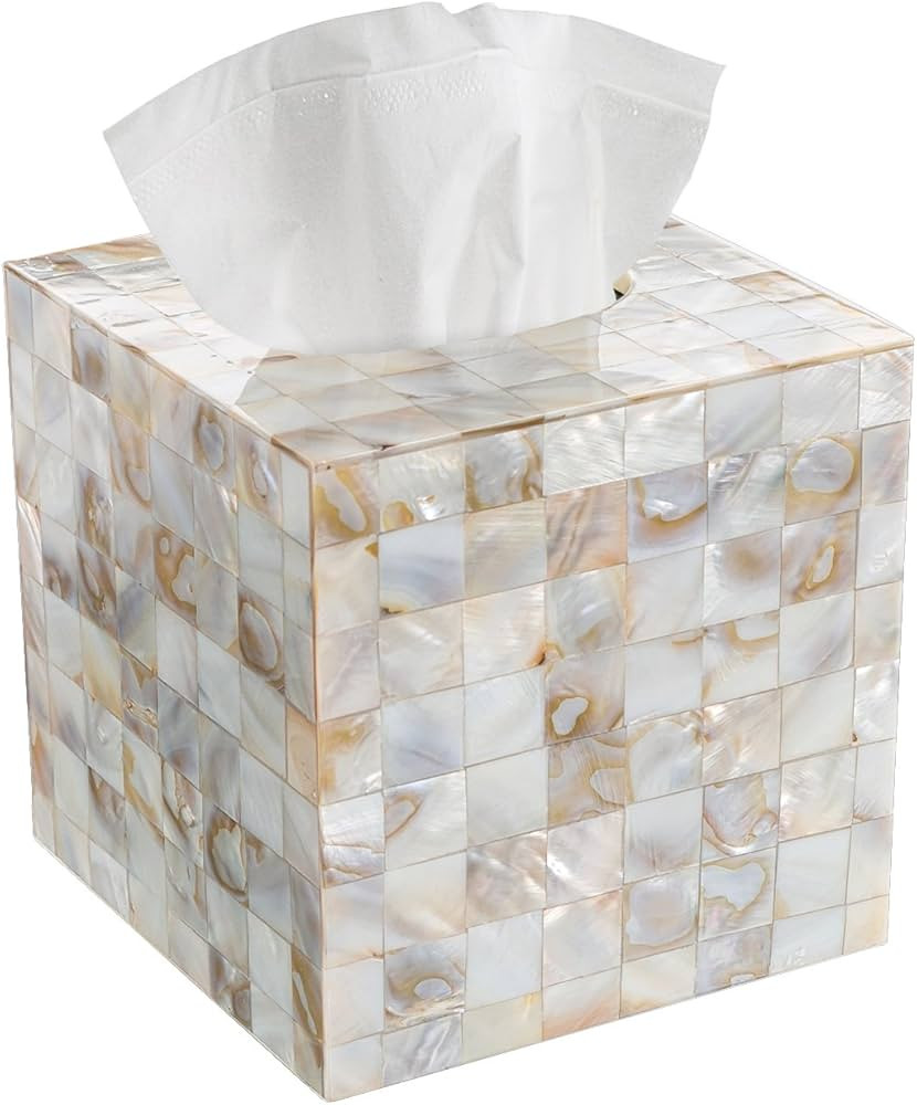 Milano Tissue Box Cover Square – Decorative Tissue Holder for Bathroom - Beautiful Natural Moth... | Amazon (US)