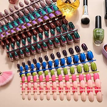 888 Pieces Colorful Short False Nails Short Oval Nail Tips Artificial Fake Nail Full Cover Coffin Pr | Amazon (US)