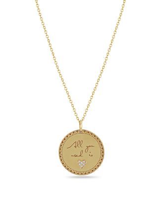 14K Yellow Gold Diamond "All You Need is Love" Pendant Necklace, 16-18" | Bloomingdale's (US)
