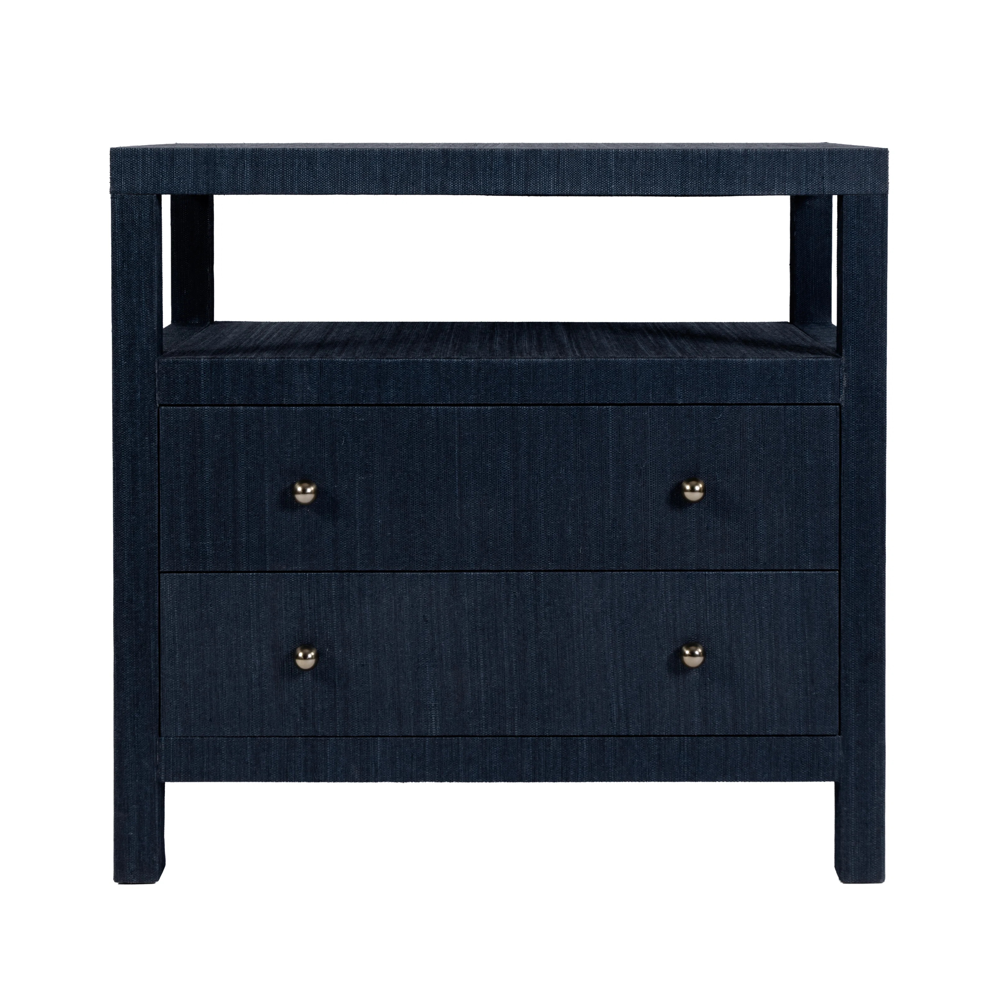 Celine 28 in. W Raffia 2 Drawer Nightstand with Shelf, Blueberry | Wayfair North America