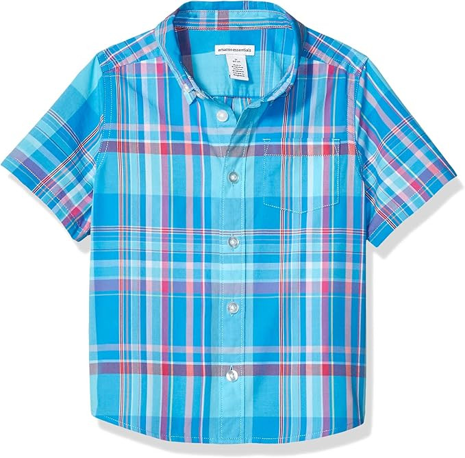 Amazon Essentials Boys' Short-Sleeve Woven Poplin Chambray Button-Down Shirts | Amazon (US)