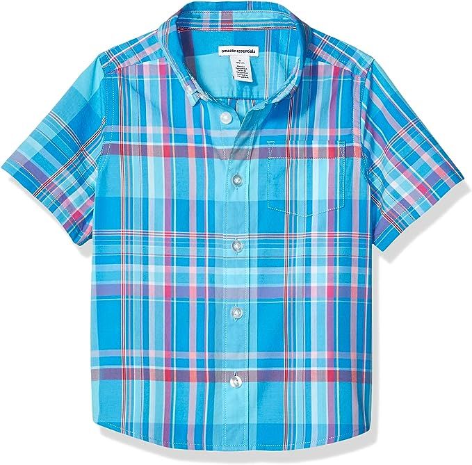 Amazon Essentials Boys' Short-Sleeve Woven Poplin Chambray Button-Down Shirts | Amazon (US)