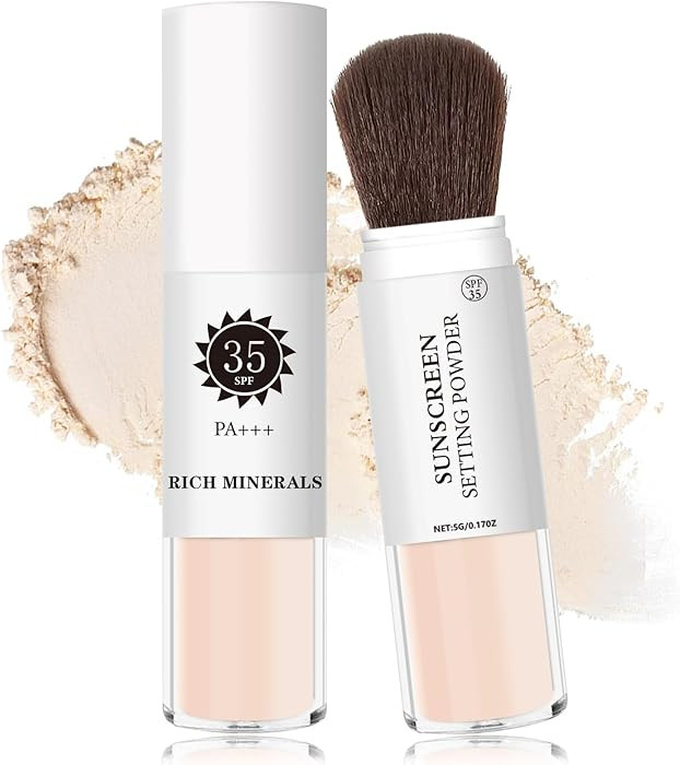 Mineral Sunscreen Setting Powder for Face & Scalp, SPF 35 Mineral Brush Powder Sunscreen Oil Cont... | Amazon (US)