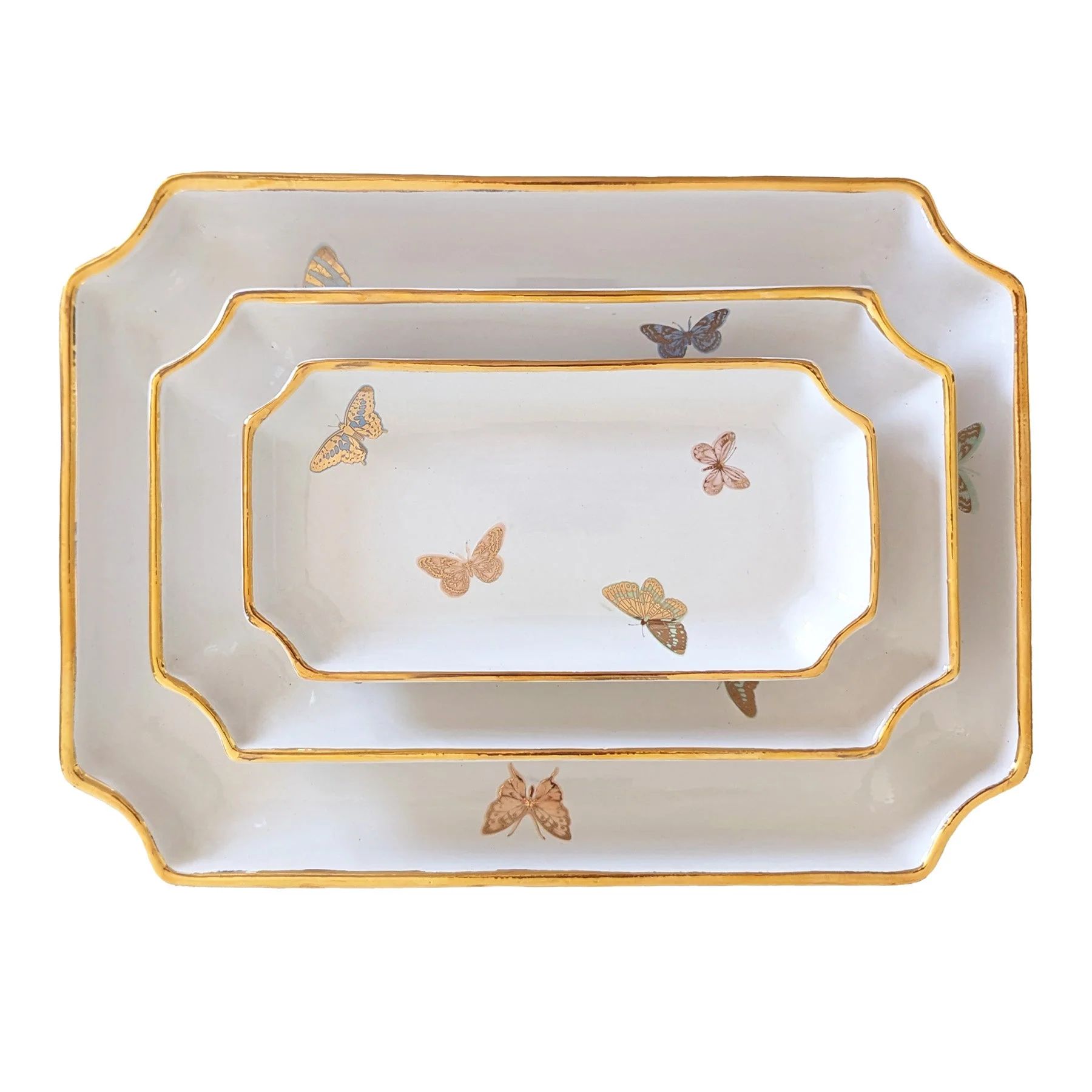 Gilded Butterflies Trays with 22K Gold Accent | Ruby Clay Company